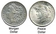 Silver Coins Morgan Dollars & Peace Dollars
