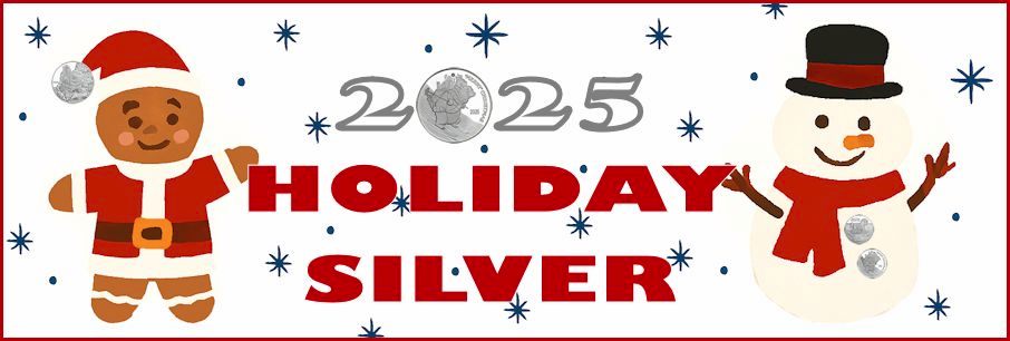 2025 Christmas Holiday Silver Coins and Bars 1 oz 999 Fine