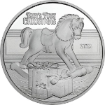2025 Baby's First Christmas Rocking Horse 1&nbsp;oz Silver Round silver, rounds, silver coins, silver bullion, 1 oz silver, 999 silver, christmas, silver, fine silver coins, holiday