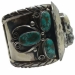 Carved White Shell Skull and Turquoise Silver Biker Jewelry Cuff Francisco Gomez - FGBR1015