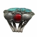 Three Horse Carved Turquoise Sterling Cuff Francisco Gomez Jewelry - FGBR1022