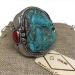 Three Horse Carved Turquoise Sterling Cuff Francisco Gomez Jewelry - FGBR1022