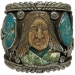 Carved Shell Native American Warrior Kachina Pueblo Large Cuff Francisco Gomez Jewelry - FGBR1020