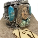 Carved Shell Native American Warrior Kachina Pueblo Large Cuff Francisco Gomez Jewelry - FGBR1020
