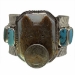 Carved Shell Bear Turquoise Cuff Silver Bracelet Francisco Gomez - FGBR1026