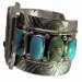 Carved Shell Bear Turquoise Cuff Silver Bracelet Francisco Gomez - FGBR1026