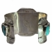 Carved Shell Bear Turquoise Cuff Silver Bracelet Francisco Gomez - FGBR1026
