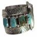 Carved Shell Bear Turquoise Cuff Silver Bracelet Francisco Gomez - FGBR1026