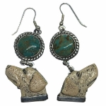 Labrador Dog Dangle Earrings Francisco Gomez dog, yellow labrador, jewelry, jewelery, dangle earrings, francisco gomez, native american jewelry, animal, bear, heart, native, american, hand made, modern, jewelry, custom, silver, sterling silver, shell, turquoise