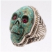 Turquoise Skull Silver 925 Men's Biker Ring SZ 14.5 - FGR4003