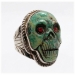 Turquoise Skull Silver 925 Men's Biker Ring SZ 14.5 - FGR4003