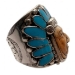 Carved Shell Turquoise Chief Silver 925 Men's Ring SZ 13.5 to 14 - FGR4005