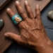 Carved Shell Turquoise Chief Silver 925 Men's Ring SZ 13.5 to 14 - FGR4005