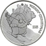 2025 Polar Bear Delivery Merry Christmas 1&nbsp;oz Silver Round silver, rounds, silver coins, silver bullion, christmas silver, polar bear, 2025, skiing, medallion, 1 oz silver, 999 silver, christmas, silver, fine silver coins, holiday