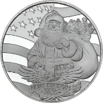 2025 Patriotic Santa Claus  1&nbsp;oz Silver Round silver, rounds, silver coins, silver bullion, us flag, christmas silver, 2025, medallion, 1 oz silver, 999 silver, christmas, silver, fine silver coins, holiday