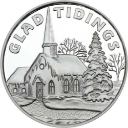 2025 Glad Tidings Country Church 1&nbsp;oz Silver Round silver, rounds, silver coins, silver bullion, christmas silver, 2025, glad tidings, church, storytime, kids, medallion, 1 oz silver, 999 silver, christmas, silver, fine silver coins, holiday