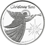 2025 Christmas Time Joy Angel 1&nbsp;oz Silver Round silver, rounds, silver coins, silver bullion, christmas silver, 2025, angel, trumpet, joy, medallion, 1 oz silver, 999 silver, christmas, silver, fine silver coins, holiday