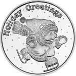 2026 Ice Skating Bear 1&nbsp;oz Silver Round silver, rounds, silver coins, silver bullion, holiday greetings, christmas silver, medallion, 1 oz silver, 999 silver, christmas, silver, fine silver coins, holiday